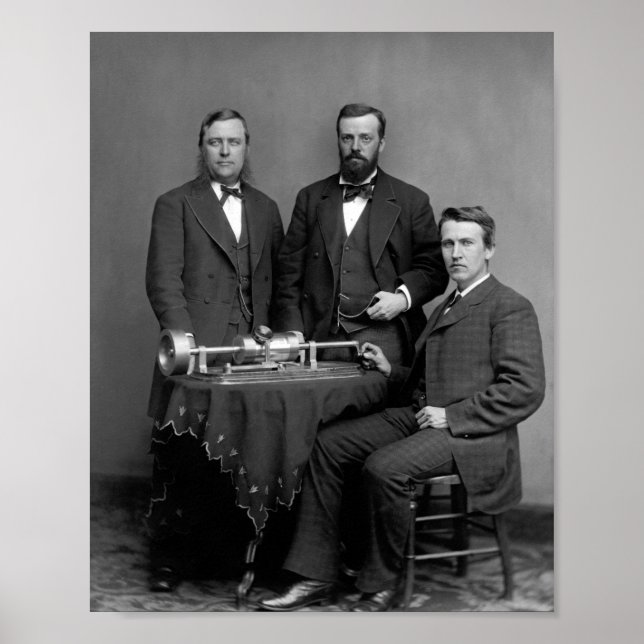 Poster Thomas Edison Avec Son Phonographe (Devant)