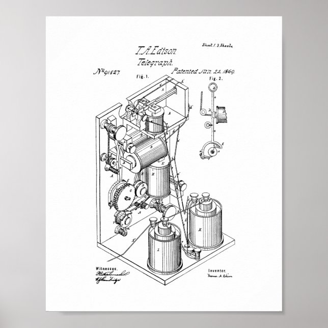 Poster Thomas Edison Telegraph Patent (Devant)