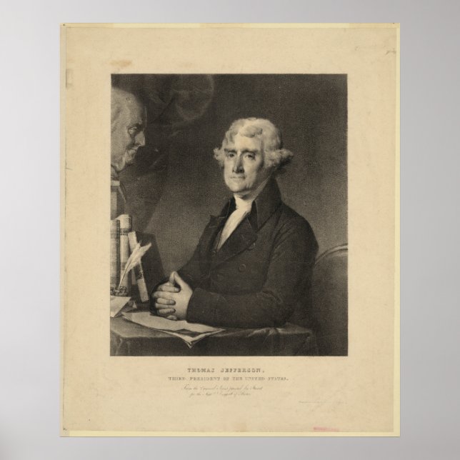 Poster THOMAS JEFFERSON 3ème président américain Lithogra (Devant)