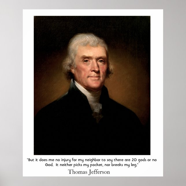 Poster Thomas Jefferson sur l'État et la religion (Devant)