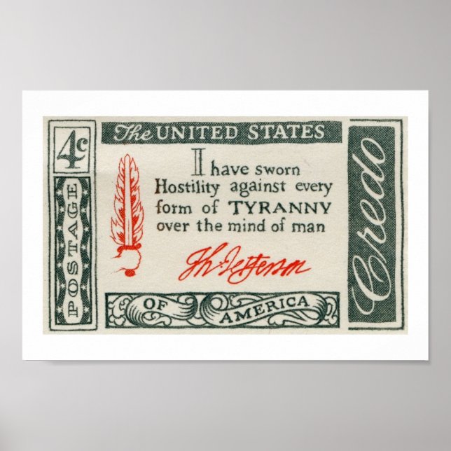 Poster Thomas Jefferson Tyranny Credo 1960 (Devant)