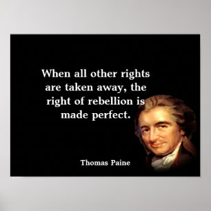 Poster Thomas Paine Cite Sur Le Droit De Rébellion
