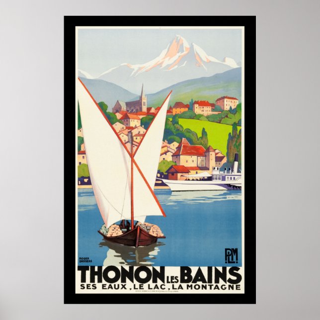 Poster Thonon Les Bains Français Travel Europe (Devant)