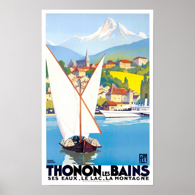 Poster Thonon Les Bains France voyage vintage (Devant)