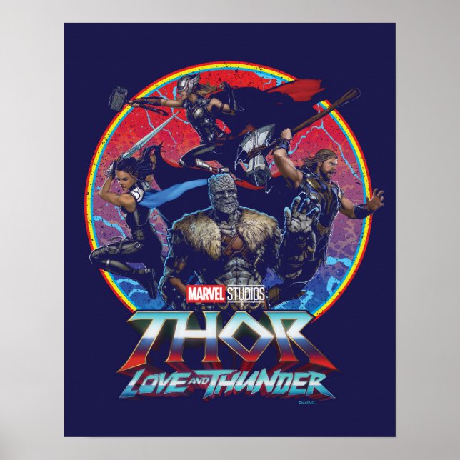 Poster Thor : Love and Thunder Retro Group Graphic (Devant)