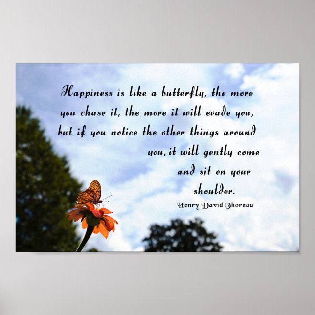 Poster Thoreau Citation, Bonheur (Devant)