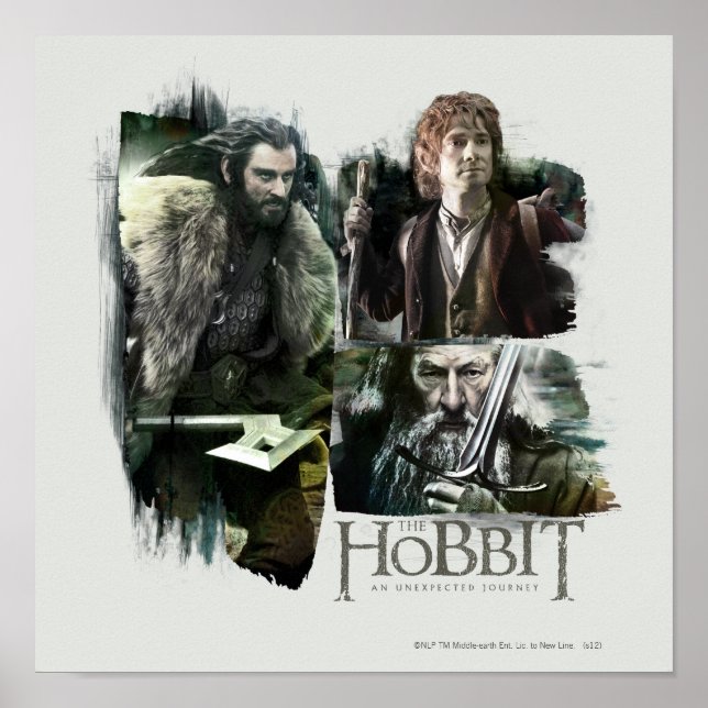 Poster THORIN OAKENSHIELD™, BILBO BAGGINS™, & Gandalf Art (Devant)
