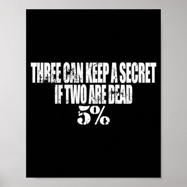 Poster Three Can Keep A Secret If Two Are Dead 50% Funny  (Devant)