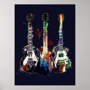 Poster Three colored guitars