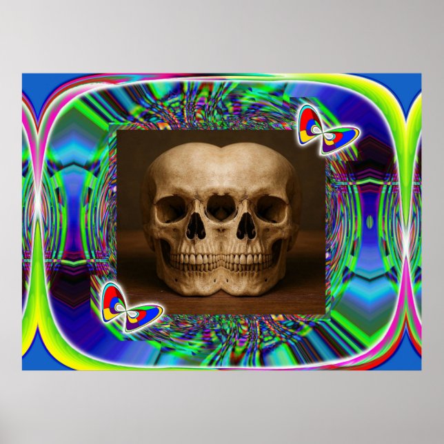 Poster Three-eyed alien skull  (Devant)