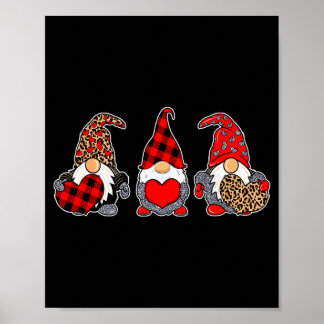 Poster Three Gnomes Valentine Plaid Buffalo Leopard Coupl