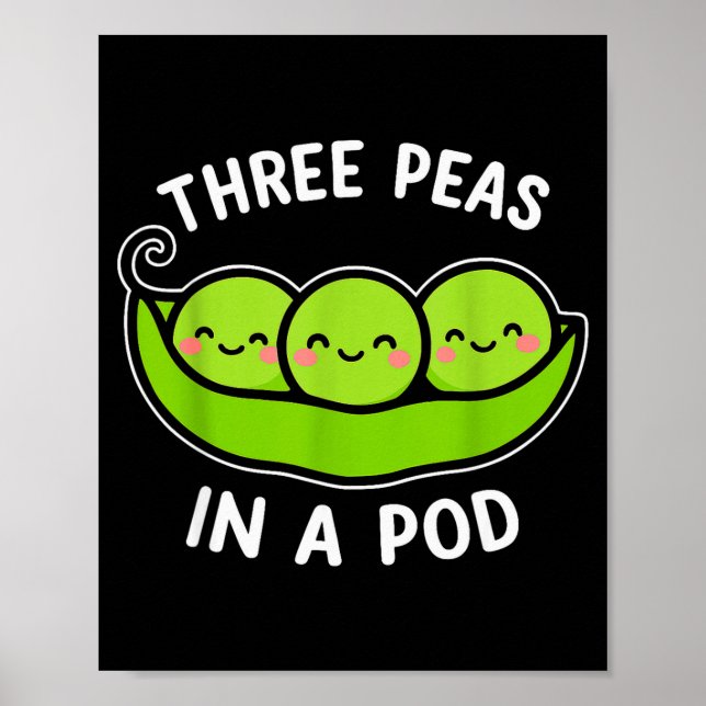 Poster Three Peas In A D Cute Kawaii Funny  (Devant)