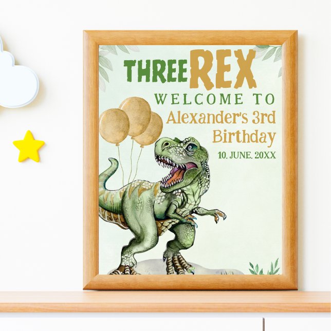 Poster Three Rex - Funny Birthday 3rd Boy Dinosaur (Créateur téléchargé)