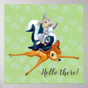 Poster Thumper, Fleur et Bambi empilés pendant le jeu