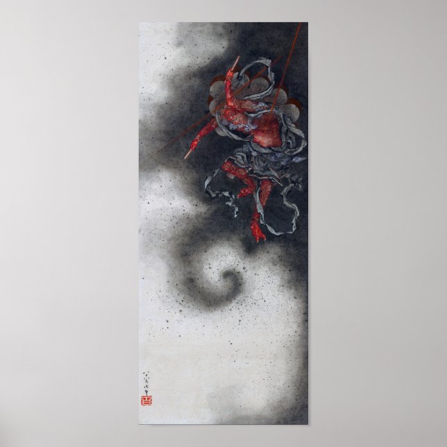 Poster Thunder God, Hokusai (Devant)