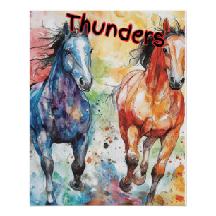 Poster Thunders - Chevaux d'aquarelle
