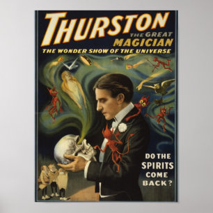 Poster Thurston le grand magicien tenant la magie du crân