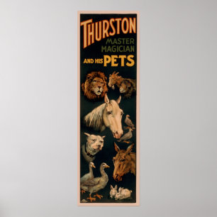 Poster Thurston maître magicien et ses animaux domestique
