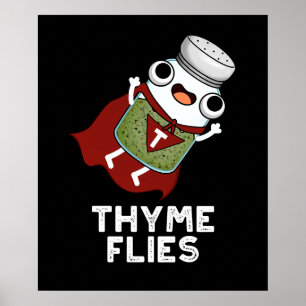 Poster Thyme mouches drôle Herbe Pun Dark BG