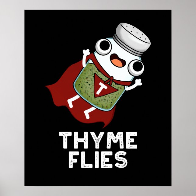 Poster Thyme mouches drôle Herbe Pun Dark BG (Devant)