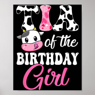 Poster Tia de la ferme de la fille d'anniversaire Vache 1