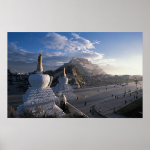 Poster Tibet - Lhassa. Potala au lever du soleil