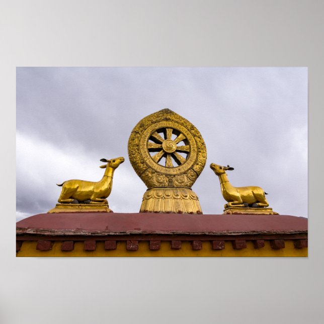 Poster Tibet, Lhassa - Roue du Dharma dans le temple de J (Devant)