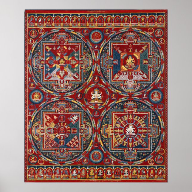 Poster Tibétain quatre Mandalas de la série Vajravali (Devant)