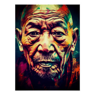 Poster Tibetan Monk in colors