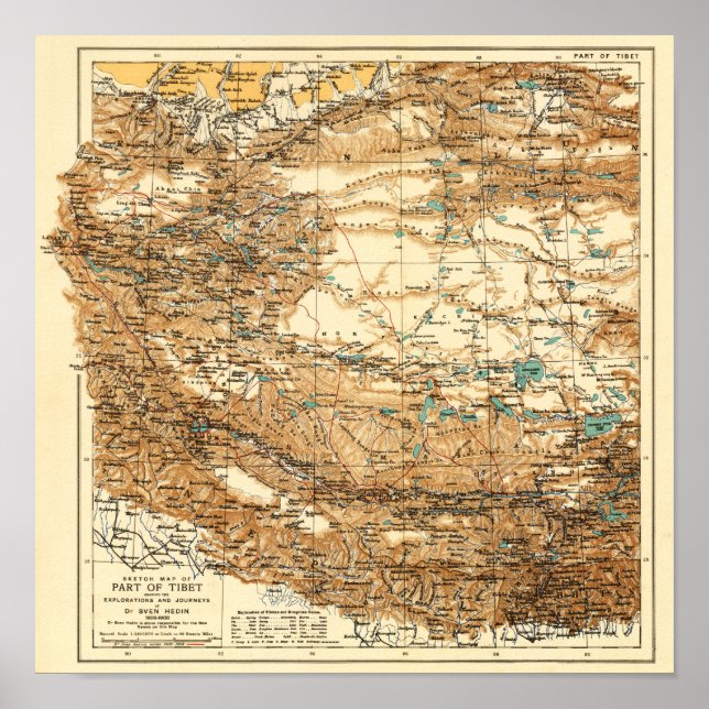 Poster TibetCarte panoramiqueTibet (Devant)