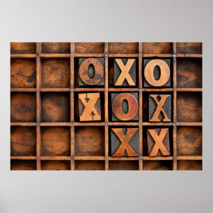 Poster tic-tac-toe ou nouilles et croix jeu - vintage