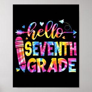 Poster Tie Dye Bonjour Étudiant de la septième année de c