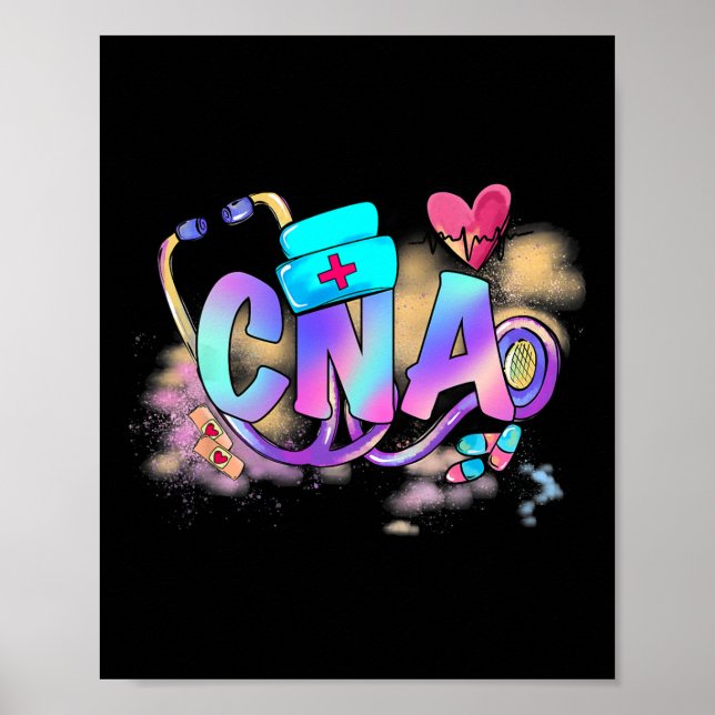 Poster Tie Dye Cna Cute Nurse Day Cna Rn Nurse Week Cadea (Devant)