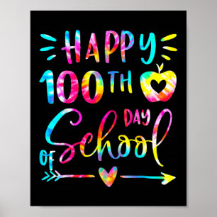 Poster Tie Dye Joyeux 100ème Jour De L'Enseignant Étudian
