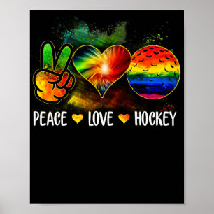 Poster Tie Dye Peace Love Hockey Jeu de Hockey