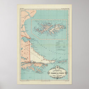 Poster Tierra del Fuego, Îles Malvinas, Argentine