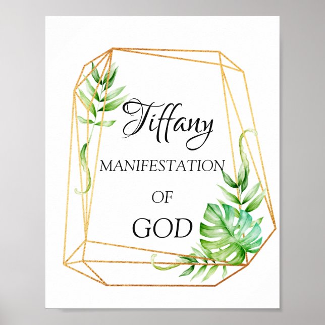 Poster Tiffany Nom Signifiant Floral Naissance Or (Devant)