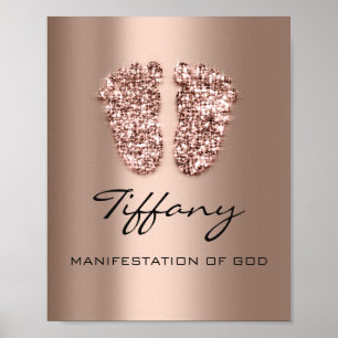 Poster Tiffany nom signifiant nouveau bébé pieds Rose cho