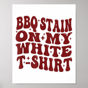 Poster Tige Barbecue Sur Mon Tee Blanc Drôle Retro Bbq Me