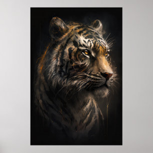 Poster Tiger Portrait Animal Nature Faune Peinture Art