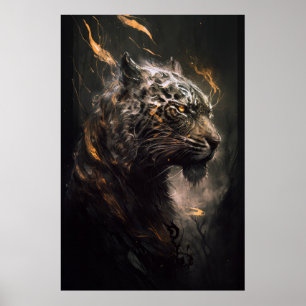 Poster Tiger Portrait Animal Nature Faune Peinture Art