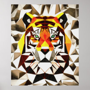 Poster Tiger Tiger Effrayant Symétrie Art géométrique
