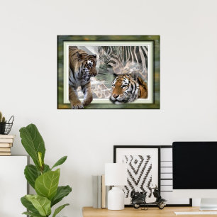 Poster Tiger, Zebra, Giraffe, Lovers Gifts