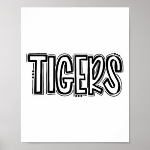 Poster Tigers Swash Esprit Scolaire Orange Footll Noir Sp