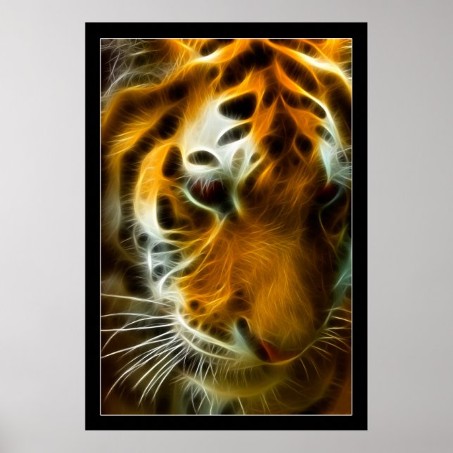 Poster Tigre à flammes (Devant)