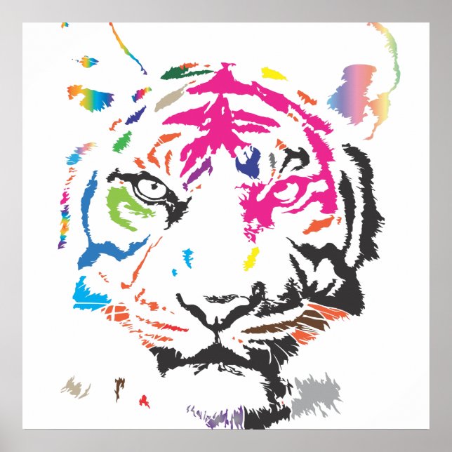 Poster Tigre arc-en-ciel (Devant)