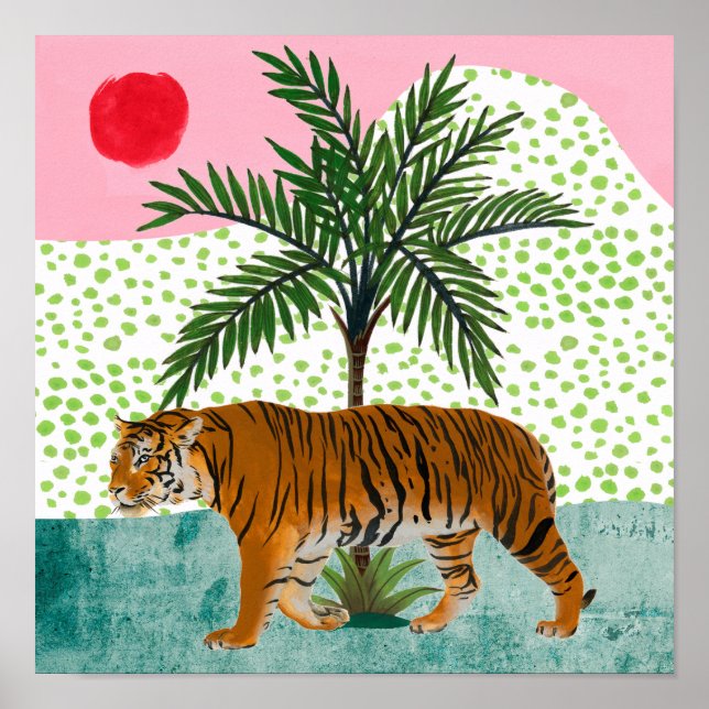 Poster Tigre au lever du soleil (Devant)