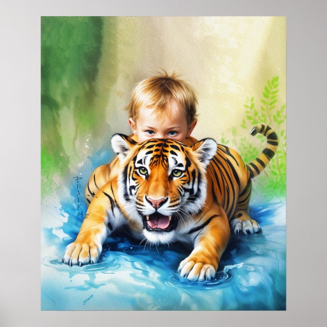 Poster Tigre avec bébé (Devant)