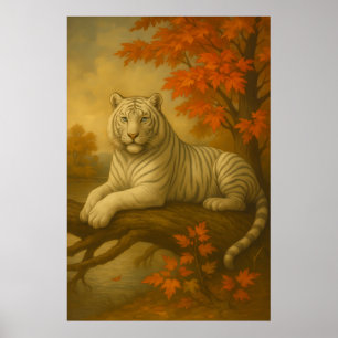 Poster Tigre Blanc d'Automne – Toile d'Art Fin
