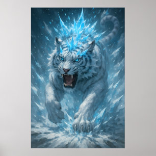 Poster Tigre blanc de givre – Empereur du royaume gelé – 